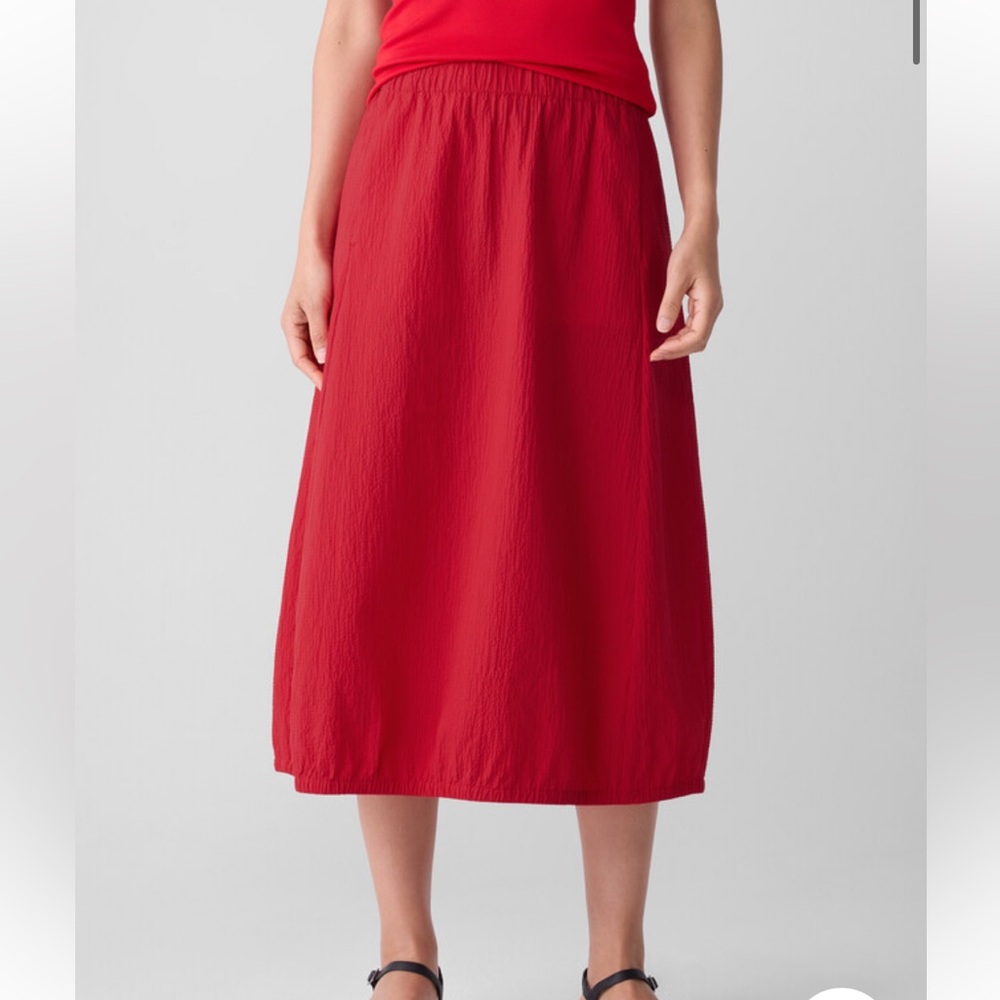 Eileen Fisher Rippled cotton red lantern skirt
